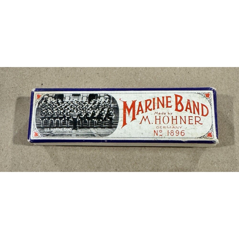 Vintage M. Hohner Marine Band No. 1896 harmonica, with original box.